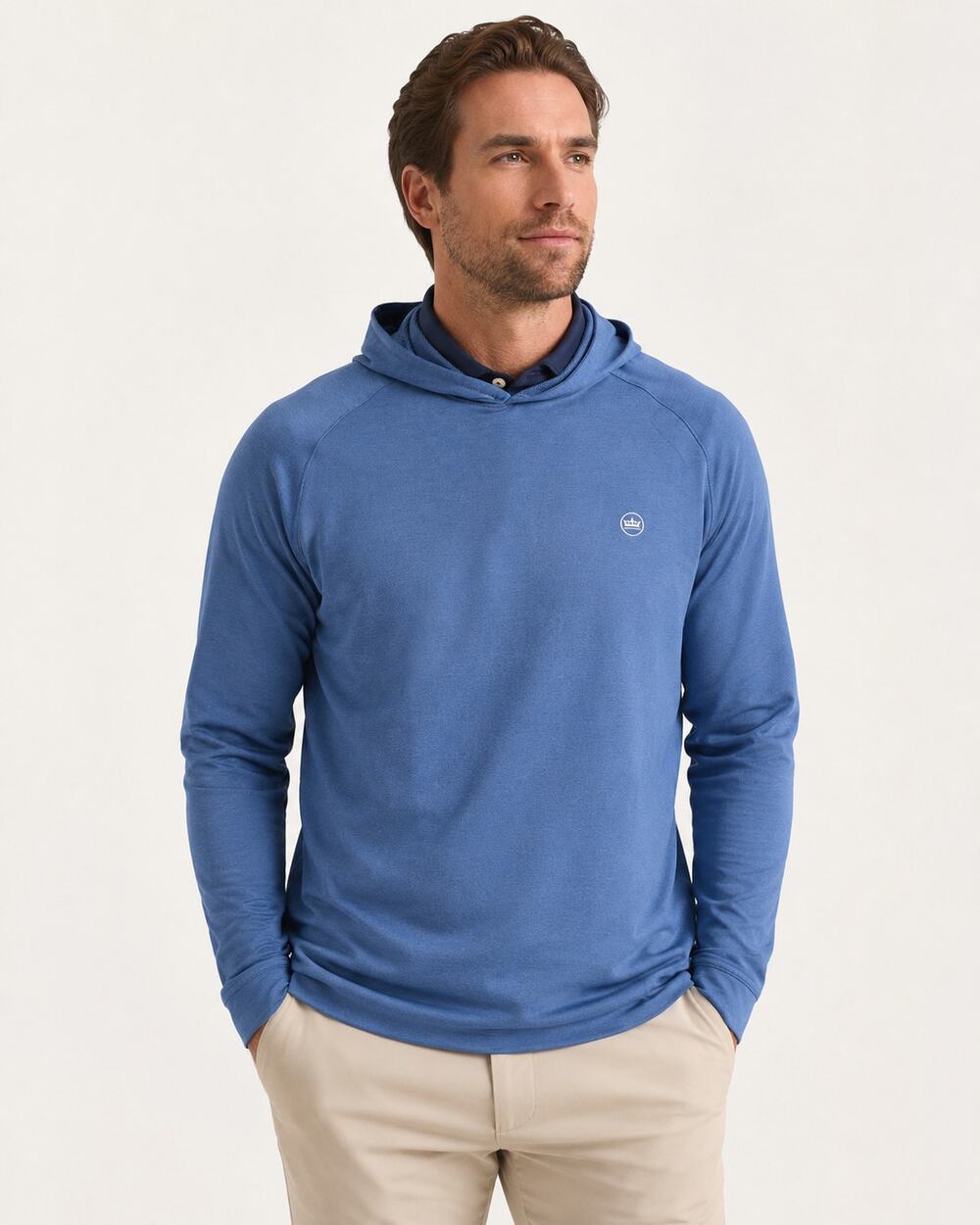 Peter Millar Crown Sport Pine Performance Hoodie Blue Medium